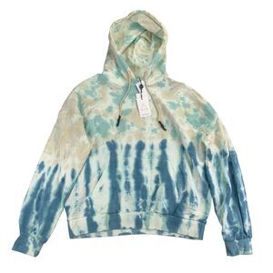 Eleven Paris Mens Tie-Dye Fleece Pullover Hoodie Blue Marble XL